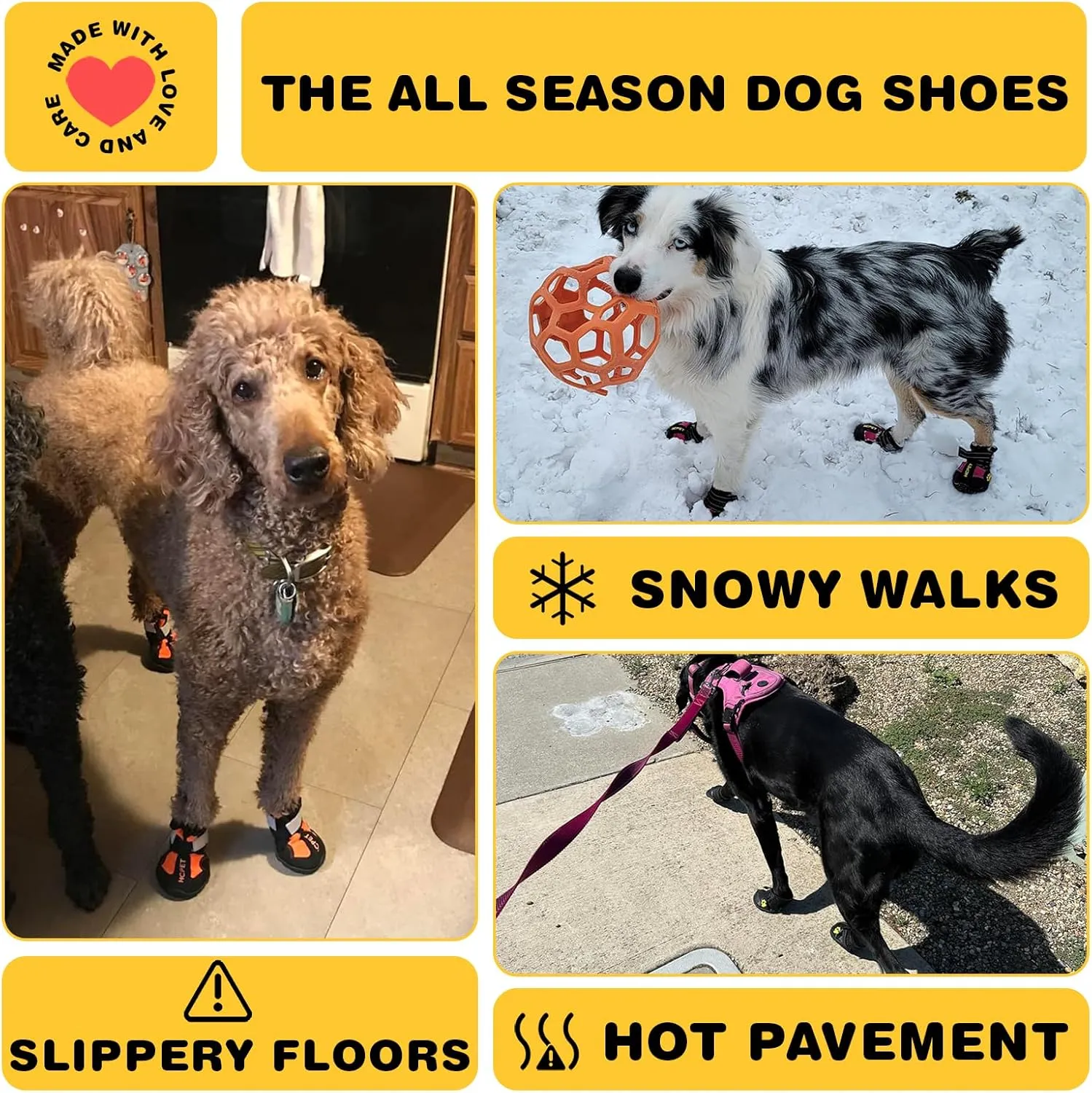 Hcpet Dog Shoes, Dog Boots for Large Dogs, Breathable Dog Booties Paw Protector for Summer Hot Pavement, Winter Snowy Day, Outdoor Walking, Indoor Hardfloors Anti Slip Sole Pink Size 6