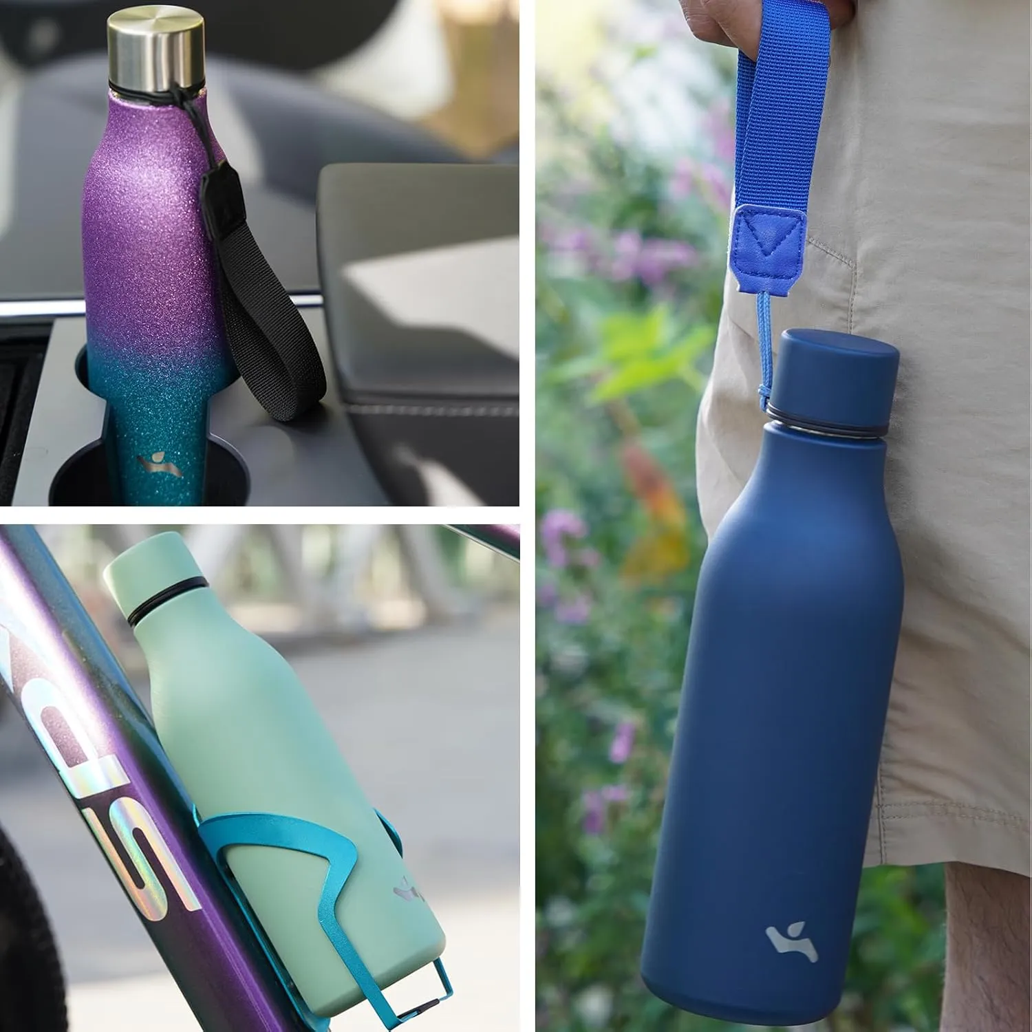 Insulated Water Bottle with Strap,18 oz Double Wall Stainless Steel Vacuum Bottles Metal Water Flask,Macaron Green