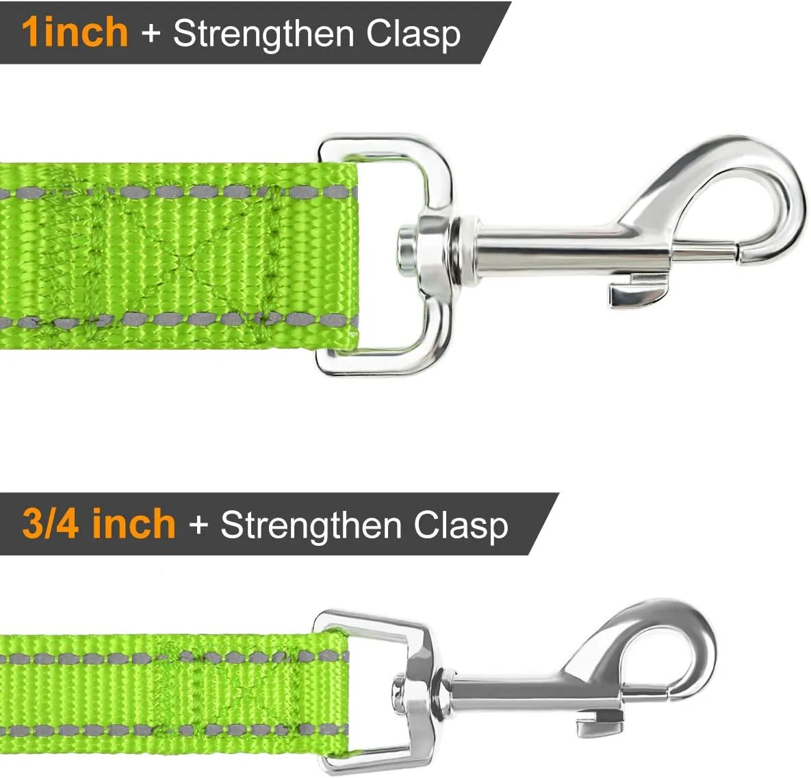 Joytale Double-Sided Reflective Dog Leash, 6 FT/5 FT/4 FT, Padded Handle Nylon Heavy Duty Leashes for Medium & Large Dogs Walking, Green, 6FT