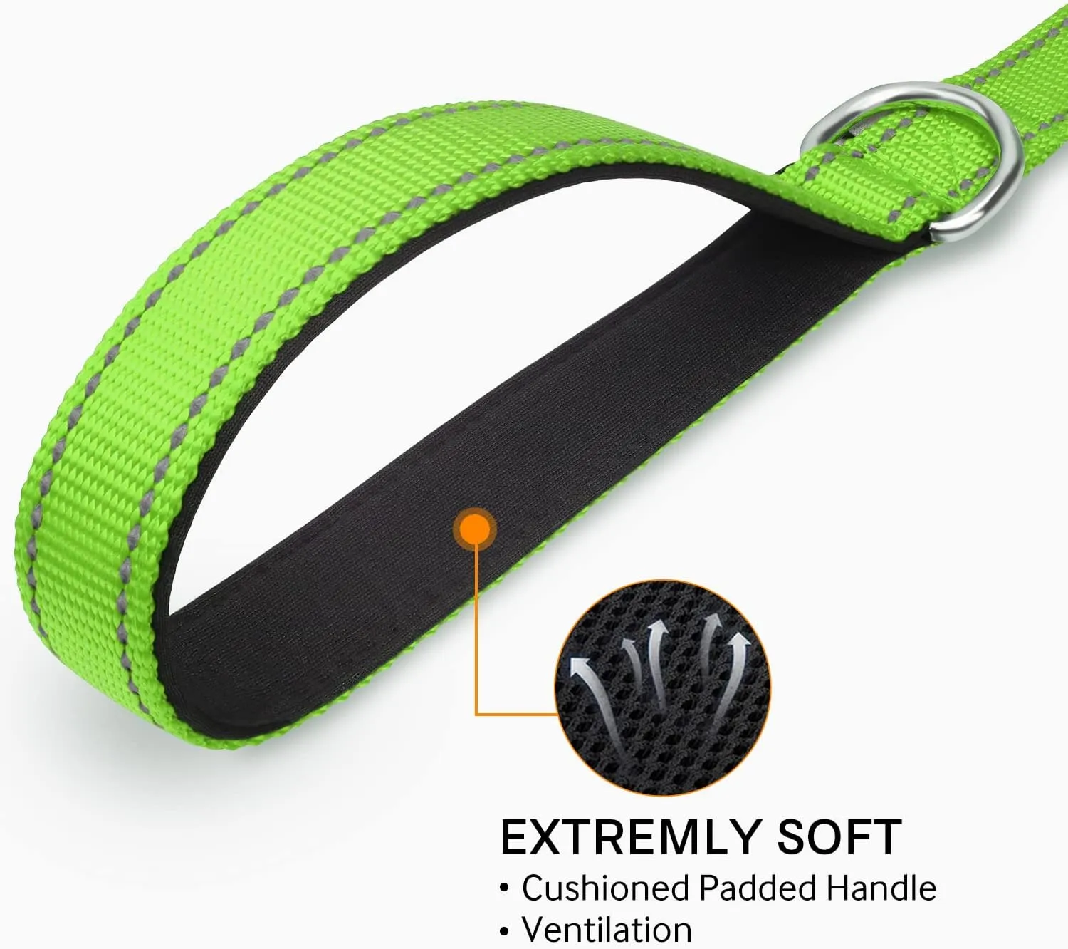 Joytale Double-Sided Reflective Dog Leash, 6 FT/5 FT/4 FT, Padded Handle Nylon Heavy Duty Leashes for Medium & Large Dogs Walking, Green, 6FT