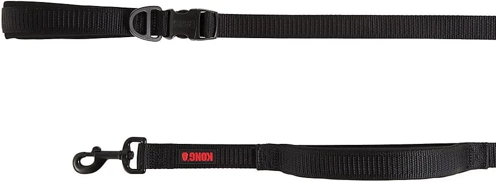 KONG Comfort Ultra Durable Traffic Padded Handle Hands Free Quick Control Leash 6' (Black)