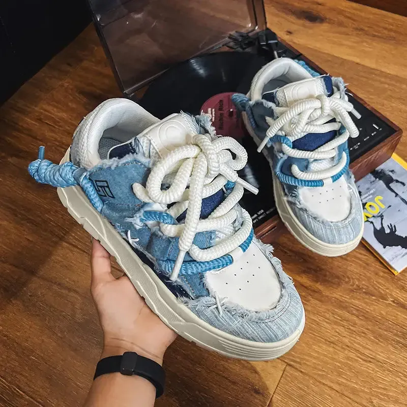 Lighting Skateboard Platform Thick Lace Sneakers