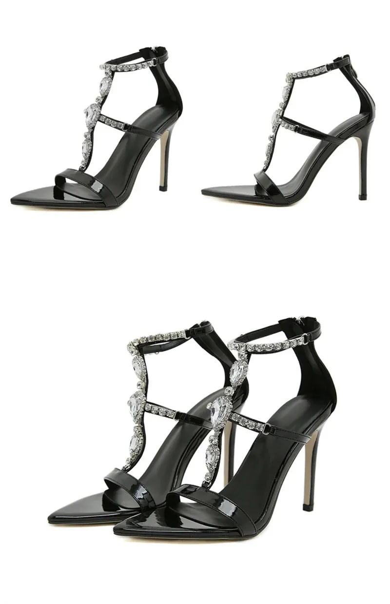 Liyke sexy Reiß verschluss Abdeckung Riemen Frauen 10,5 cm Stiletto Sandalen Mode Strass Schmal band Designer High Heels Hochzeit Bankett Schuh