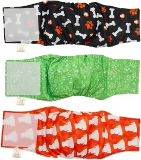 Male Dog Wraps Washable & Reusable Belly Band Diapers Materials Durable Machine Washable Doggie Pee Puppy Pads Diaper Trainer Potty - 3 Pack Set