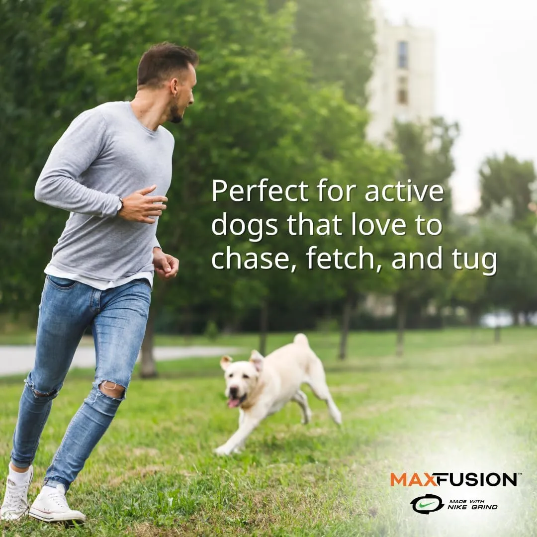 Max Fusion Made with Nike Grind, Arlee Dumbbell Dog Toy, Yellow Dog Toys for Large Dogs, Durable & Natural Rubber Chew Toy for Play, Fetch, Tug & Chewing, Extra Large, 1 Count
