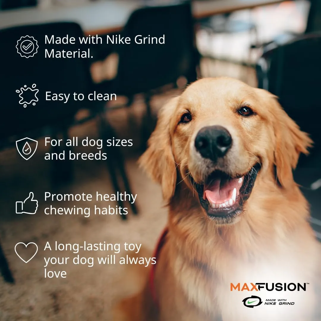 Max Fusion Made with Nike Grind, Arlee Dumbbell Dog Toy, Yellow Dog Toys for Large Dogs, Durable & Natural Rubber Chew Toy for Play, Fetch, Tug & Chewing, Extra Large, 1 Count