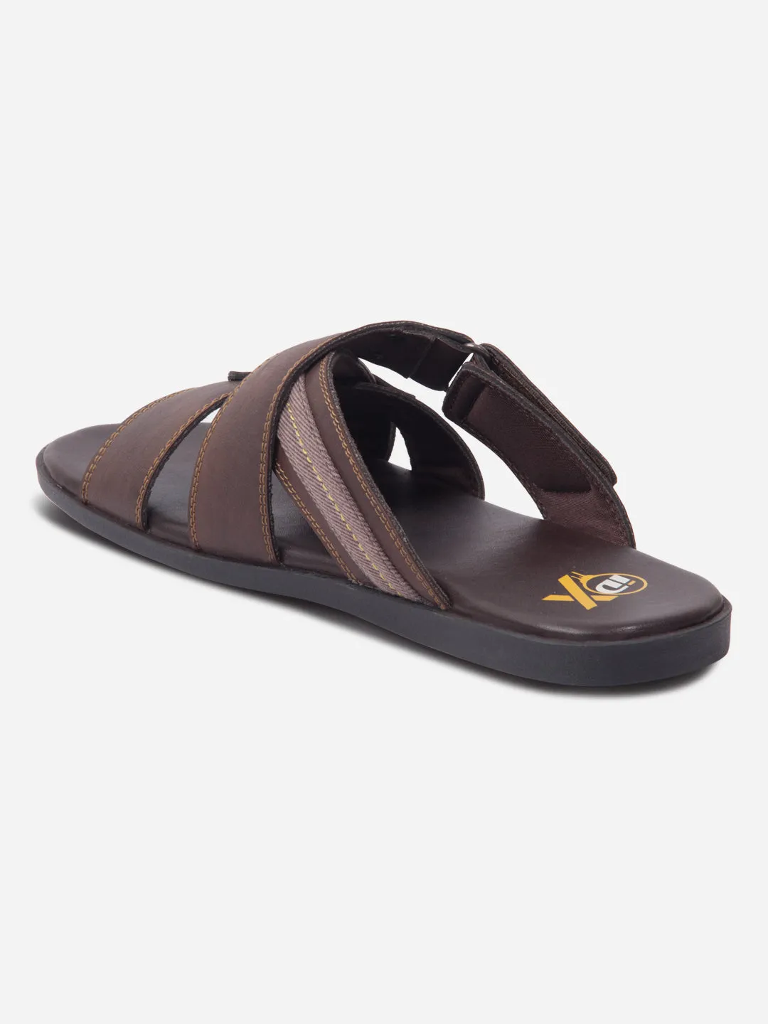 Men's Brown Cross Strap Slipon Casual Sandals (IX5016)
