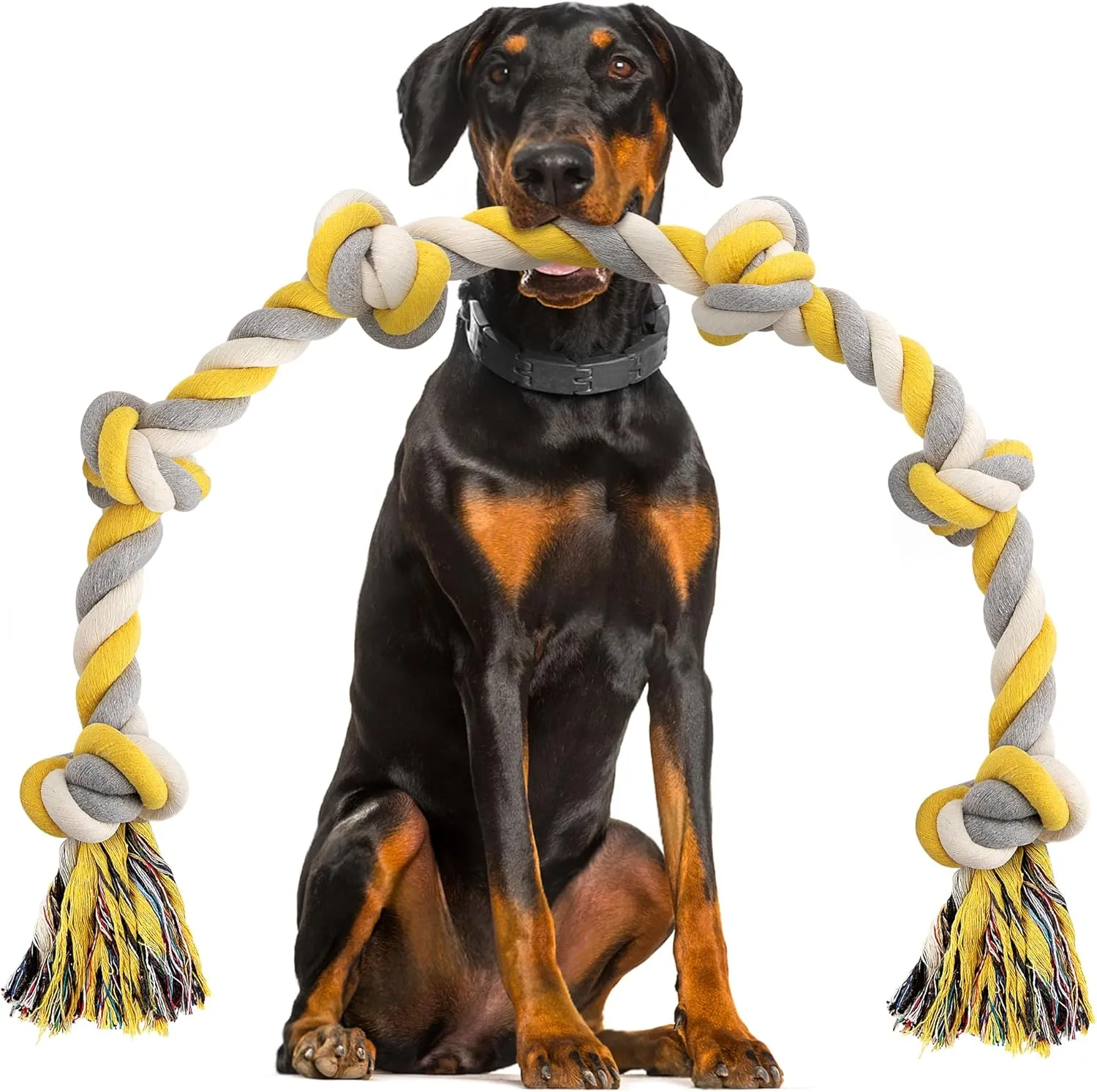 Norvy XXL 6-Knot Dog Rope Toy for Large Dogs Aggressive Chewers 40in Long Heavy Duty Rope Toy Almost Indestructible Dog Tug Toy Puppy Cotton