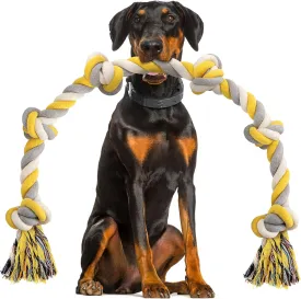 Norvy XXL 6-Knot Dog Rope Toy for Large Dogs Aggressive Chewers 40in Long Heavy Duty Rope Toy Almost Indestructible Dog Tug Toy Puppy Cotton