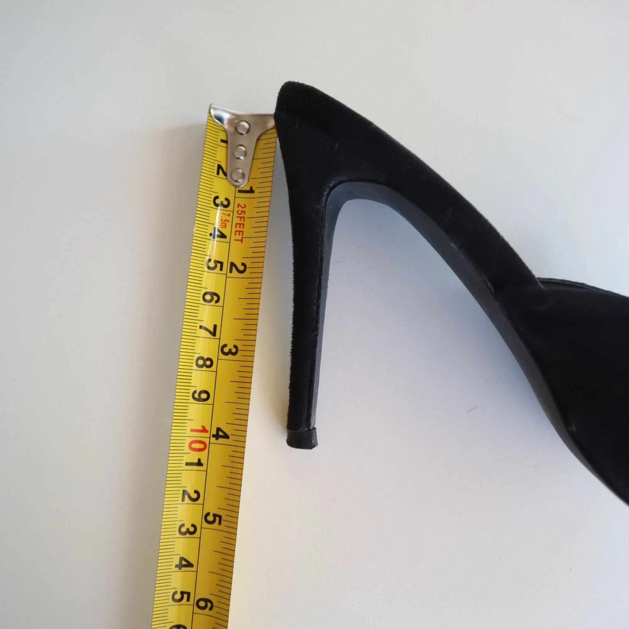 Olivia Ferguson Black Suede Pointed Toe High Heel Mules With Buckle Strap
