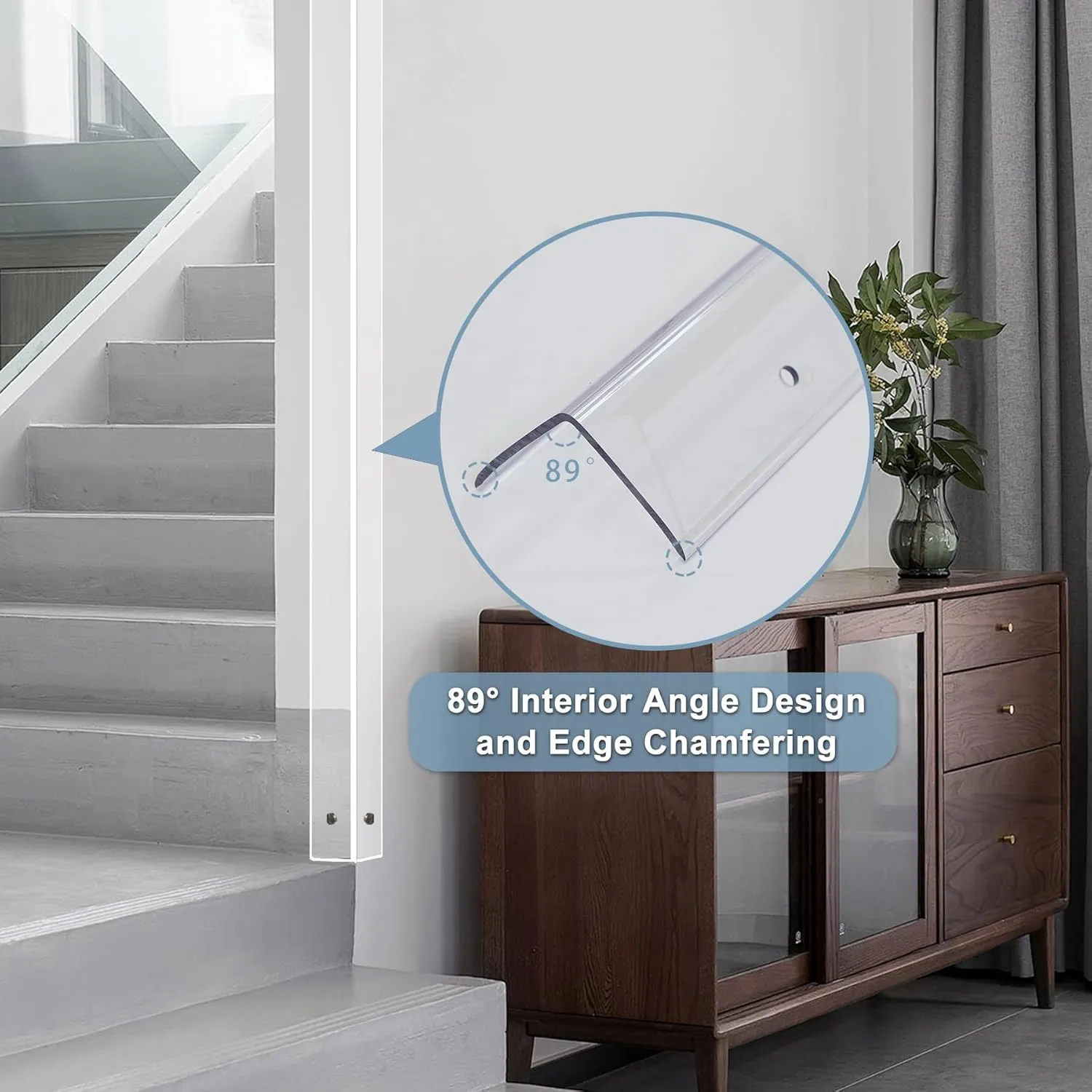 Pre-Drilled Wall Corner Protectors, 2pcs x 35.4''L x 1.97''W Clear Screw Fixing Anti-Impact L-Shape Protective Edge Shields & Guards for Door Frame, Sharp Wall