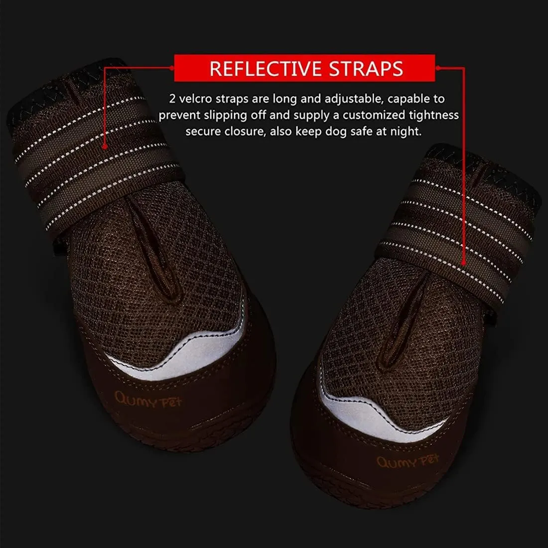QUMY 4PCS Dog Boots for Large Dogs, Medium Dog Shoes & Paw Protectors for Hot Pavement, Summer Heat Protection, Mesh Breathable Nonslip Dog Booties for Hardfloors, Walking Running Hiking Khaki Size 6