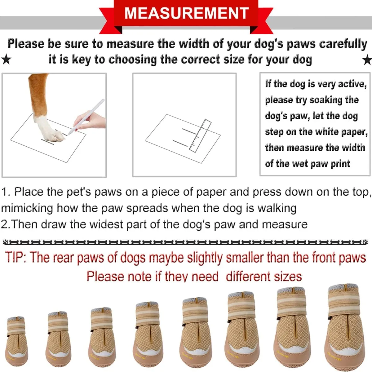QUMY 4PCS Dog Boots for Large Dogs, Medium Dog Shoes & Paw Protectors for Hot Pavement, Summer Heat Protection, Mesh Breathable Nonslip Dog Booties for Hardfloors, Walking Running Hiking Khaki Size 6
