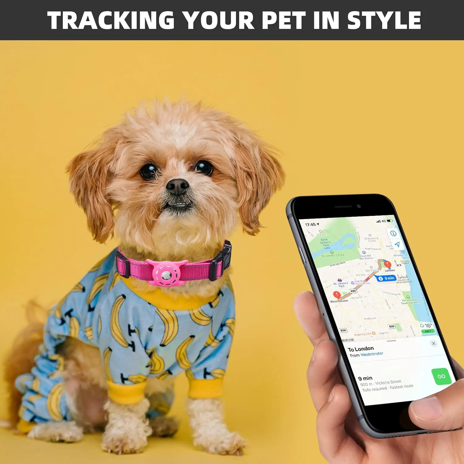 Reflective AirTag Dog Collar, Compatible with Apple AirTag, Nylon Pet Cat Puppy Collar with Silicone AirTag Holder for Small, Medium, Large, and Extra Large Dogs