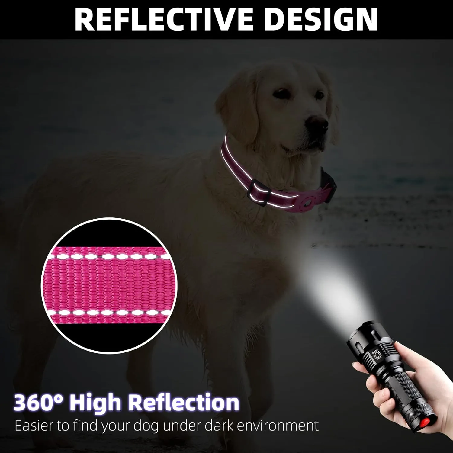 Reflective AirTag Dog Collar, Compatible with Apple AirTag, Nylon Pet Cat Puppy Collar with Silicone AirTag Holder for Small, Medium, Large, and Extra Large Dogs