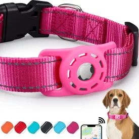 Reflective AirTag Dog Collar, Compatible with Apple AirTag, Nylon Pet Cat Puppy Collar with Silicone AirTag Holder for Small, Medium, Large, and Extra Large Dogs