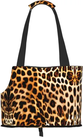 Soft Sided Collapsible Pet Travel Carrier for Medium Cats and Puppy, for Subway/Shopping/Hiking,Leopard Animal Print Print