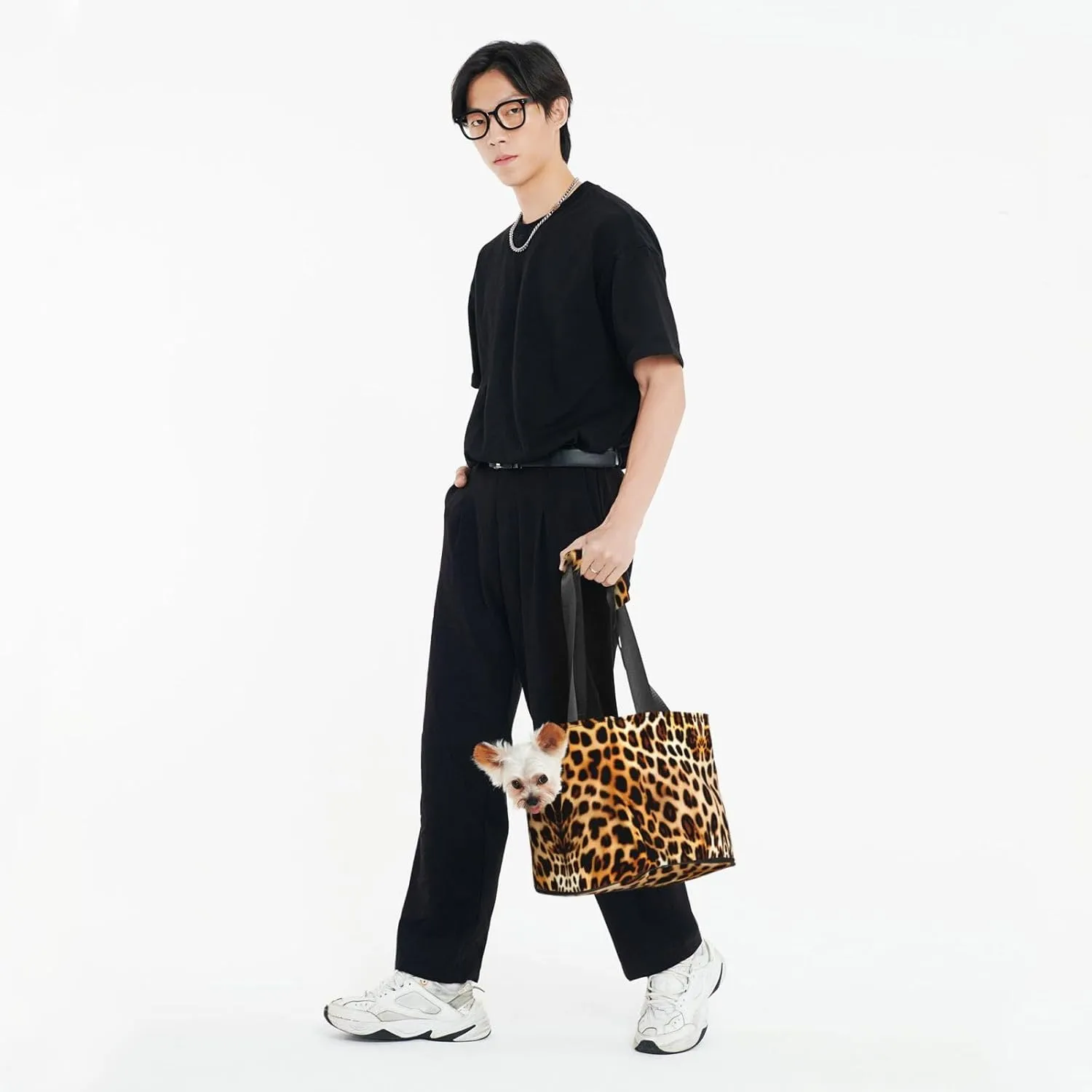 Soft Sided Collapsible Pet Travel Carrier for Medium Cats and Puppy, for Subway/Shopping/Hiking,Leopard Animal Print Print