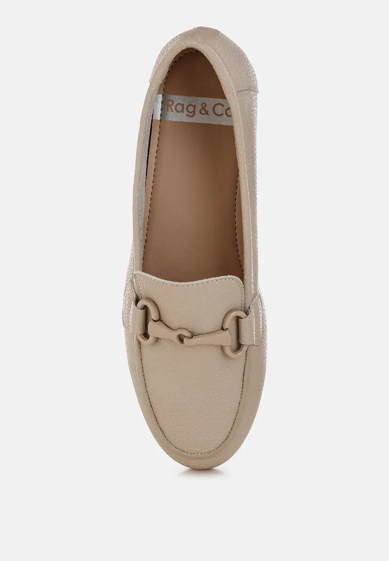 Taranis Monochromatic Horsebit Real Leather Loafers