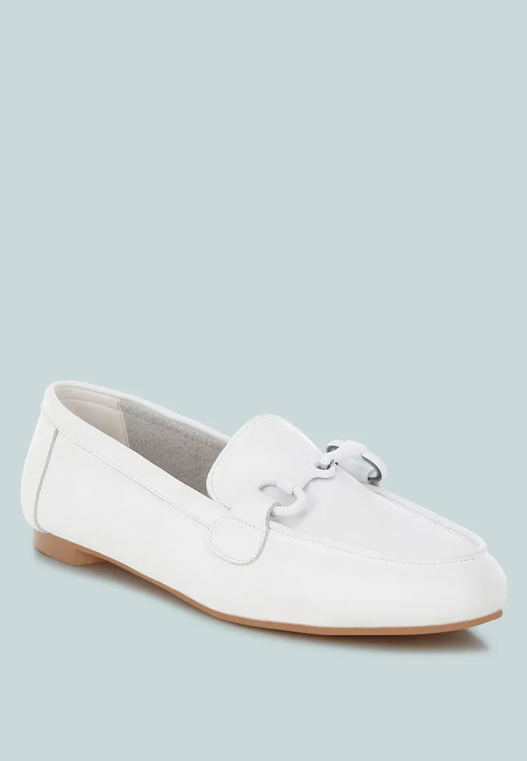 Taranis Monochromatic Horsebit Real Leather Loafers