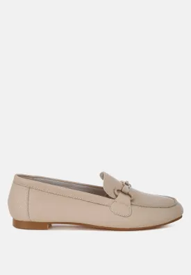 Taranis Monochromatic Horsebit Real Leather Loafers