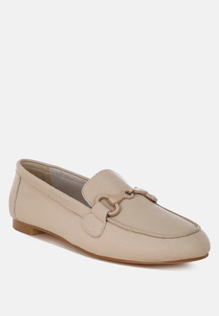 Taranis Monochromatic Horsebit Real Leather Loafers