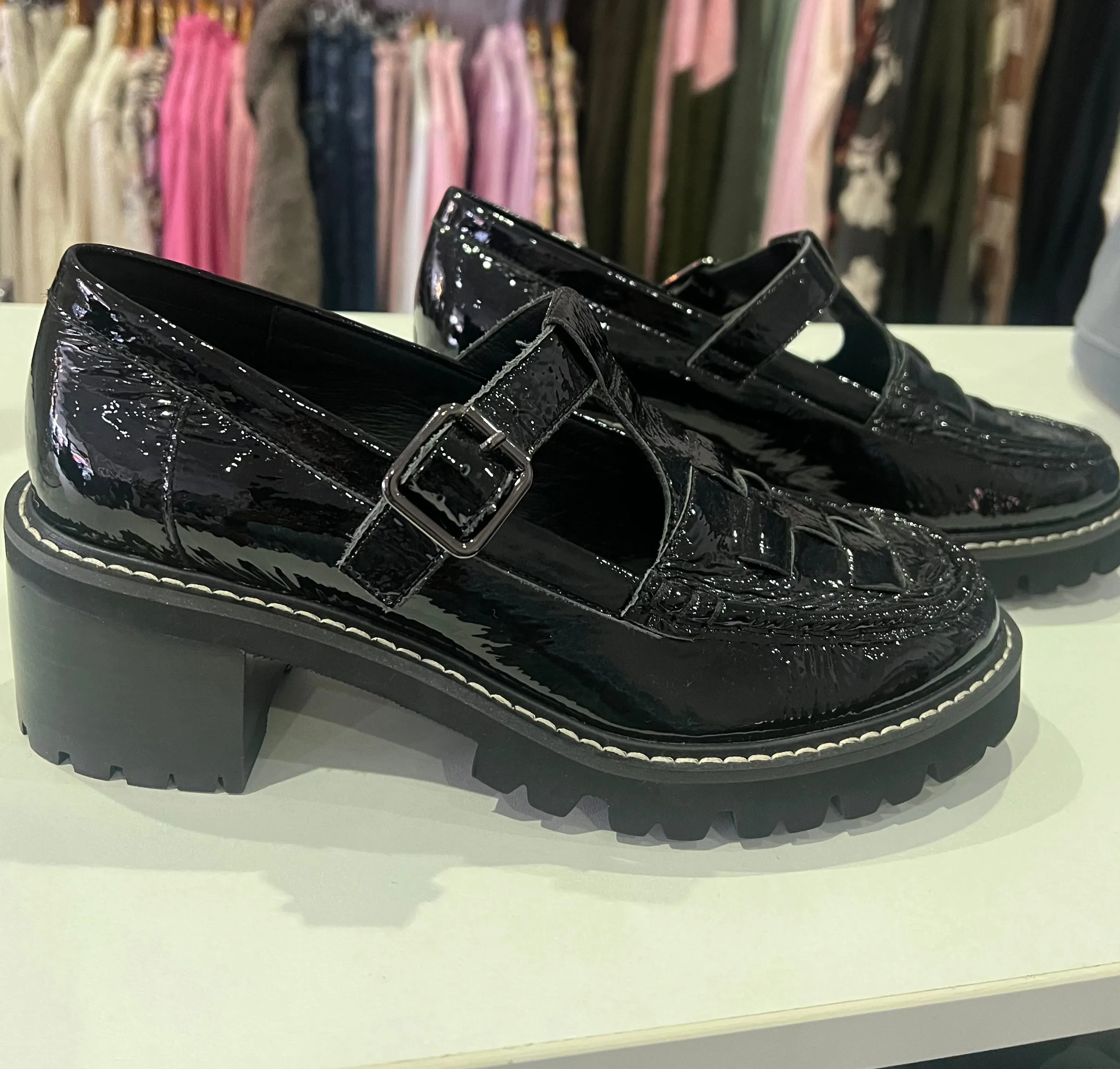 Top End | Jeava Black Patent Leather Mary Jane Heels