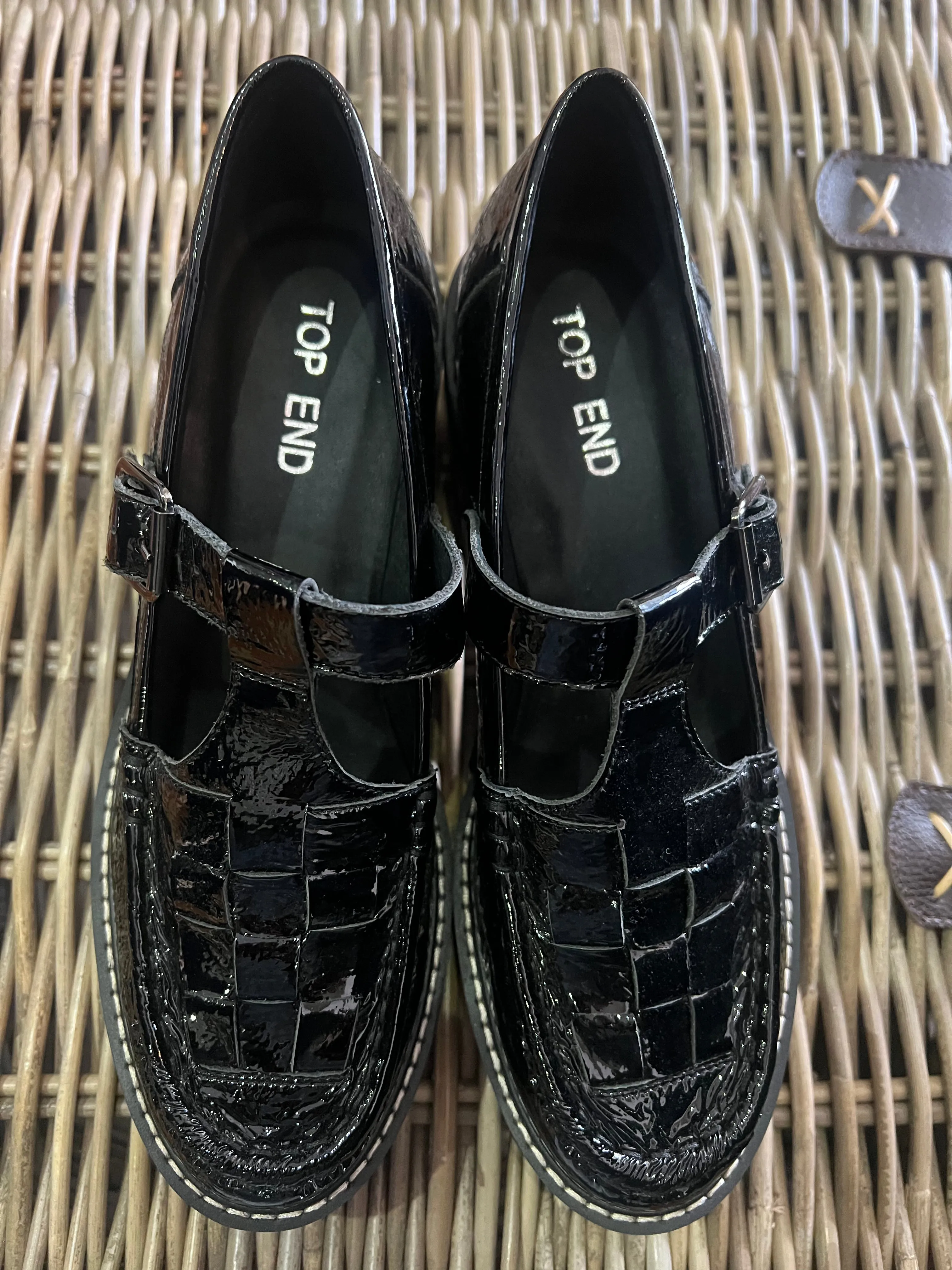Top End | Jeava Black Patent Leather Mary Jane Heels