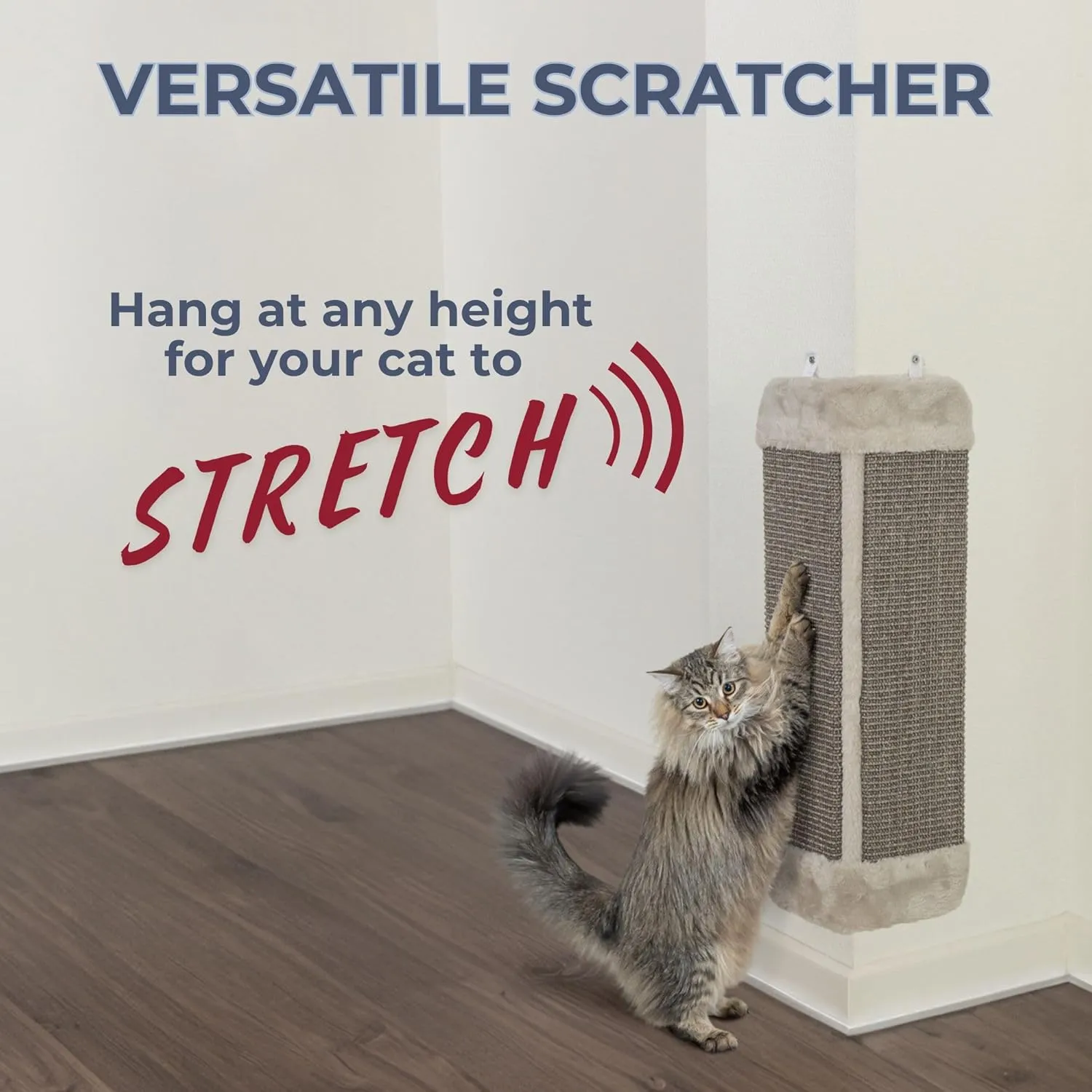 TRIXIE Wall Mount Scratching Board for Healthy Clawing, Vertical Scratching Pad for Corners, Space-Saving Cat Scratcher, Gray