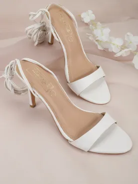 White PU Stiletto Lace Up Sandals (TP10179-WHT)