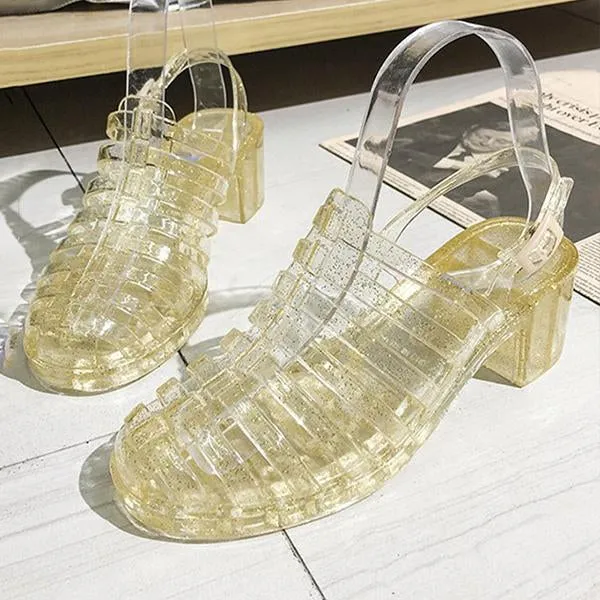Women's Fashion Transparent Crystal Roman Sandals 53147488C