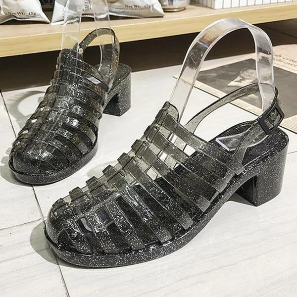 Women's Fashion Transparent Crystal Roman Sandals 53147488C