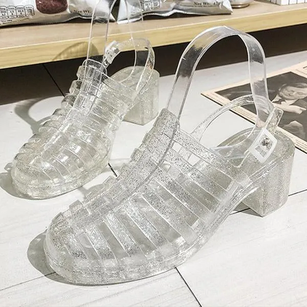 Women's Fashion Transparent Crystal Roman Sandals 53147488C