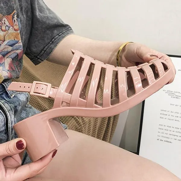 Women's Fashion Transparent Crystal Roman Sandals 53147488C