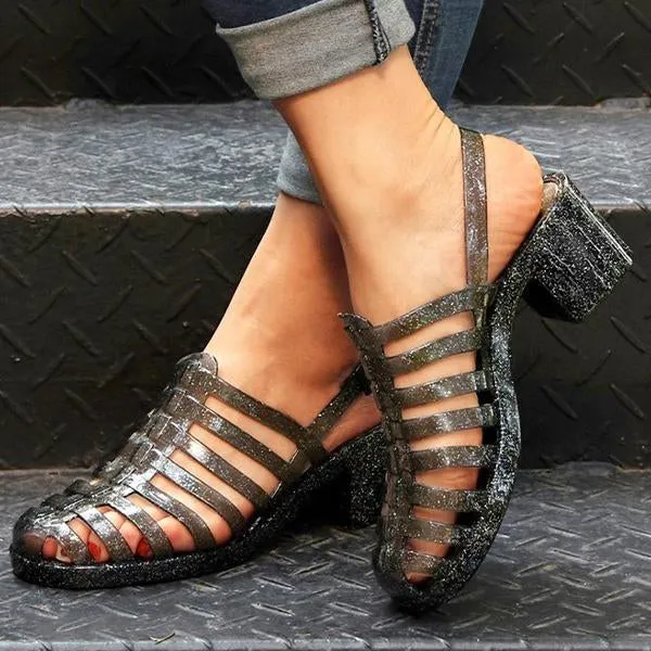 Women's Fashion Transparent Crystal Roman Sandals 53147488C