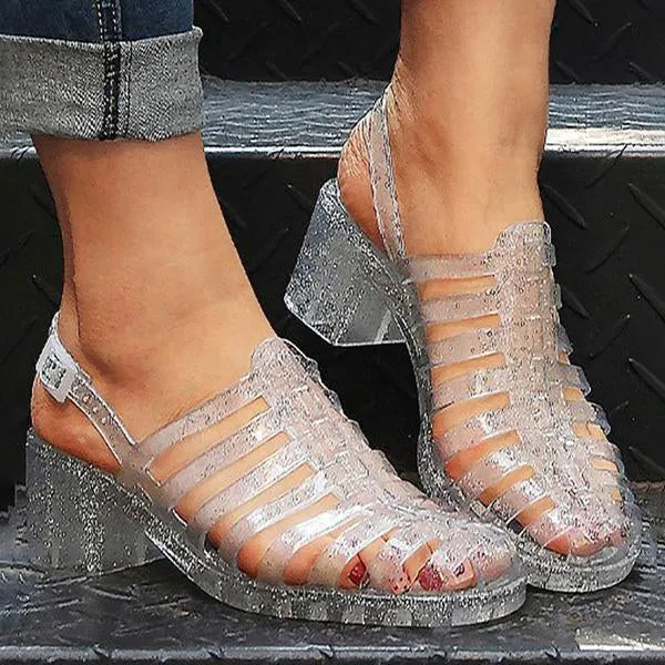 Women's Fashion Transparent Crystal Roman Sandals 53147488C