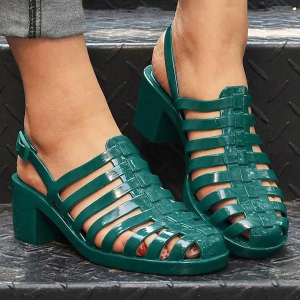 Women's Fashion Transparent Crystal Roman Sandals 53147488C