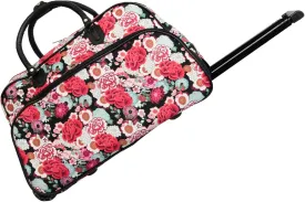 World Traveler 21-Inch Carry-On Rolling Duffel Bag, Black Trim Flowers