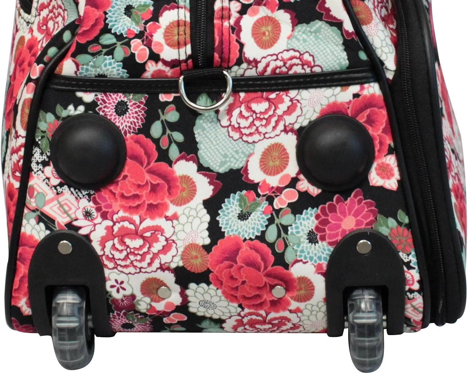 World Traveler 21-Inch Carry-On Rolling Duffel Bag, Black Trim Flowers